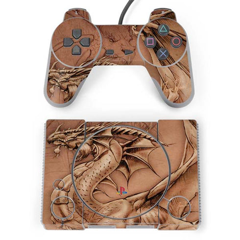 Tom Wood Dragon Parchment PlayStation Classic Bundle Skin